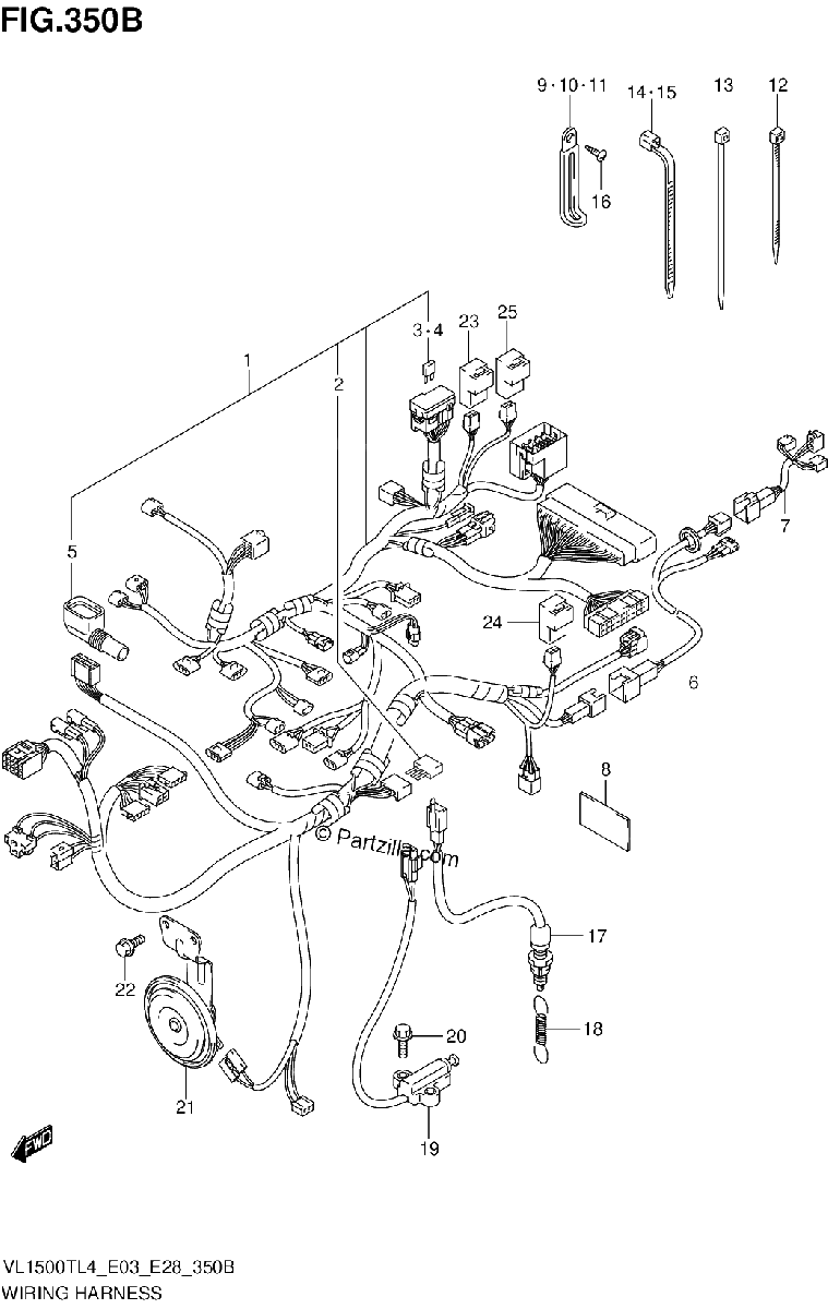 Diagrama de WIRING HARNESS VL1500TL4 E28
