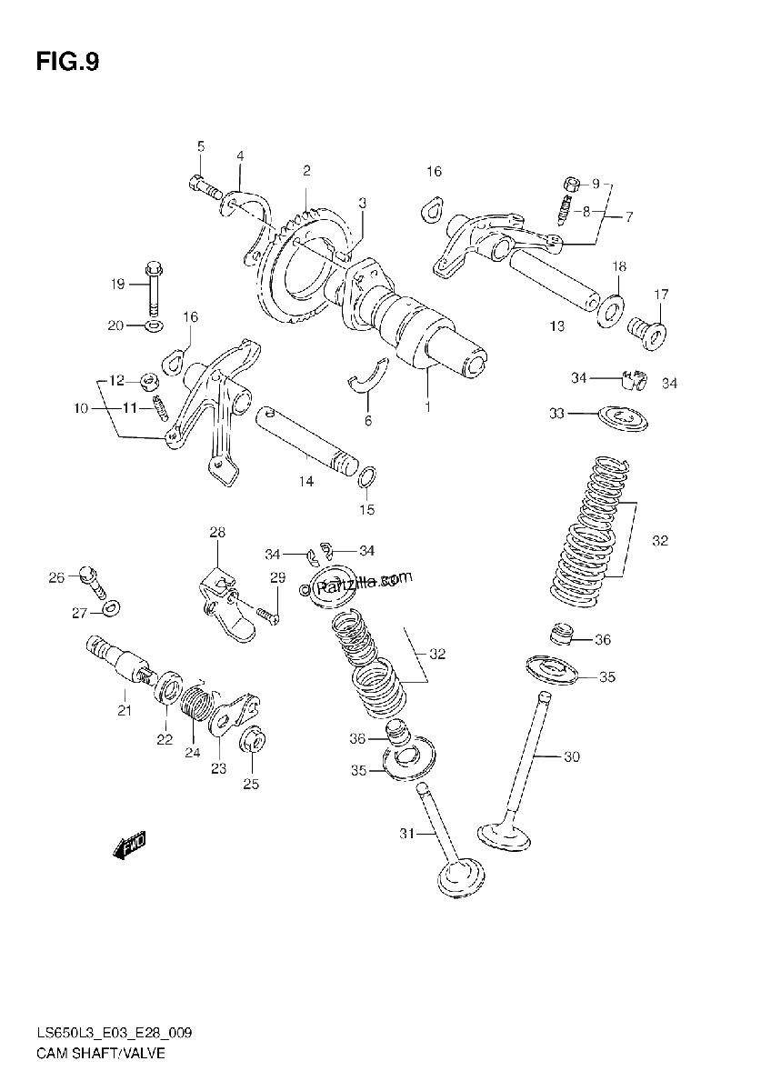 Diagrama de CAM SHAFT VALVE
