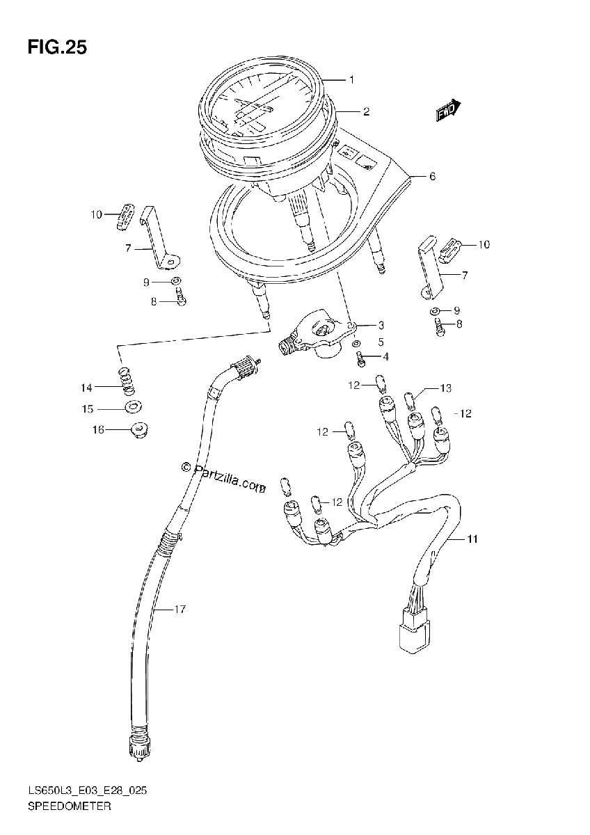 Diagrama de SPEEDOMETER LS650L3 E28