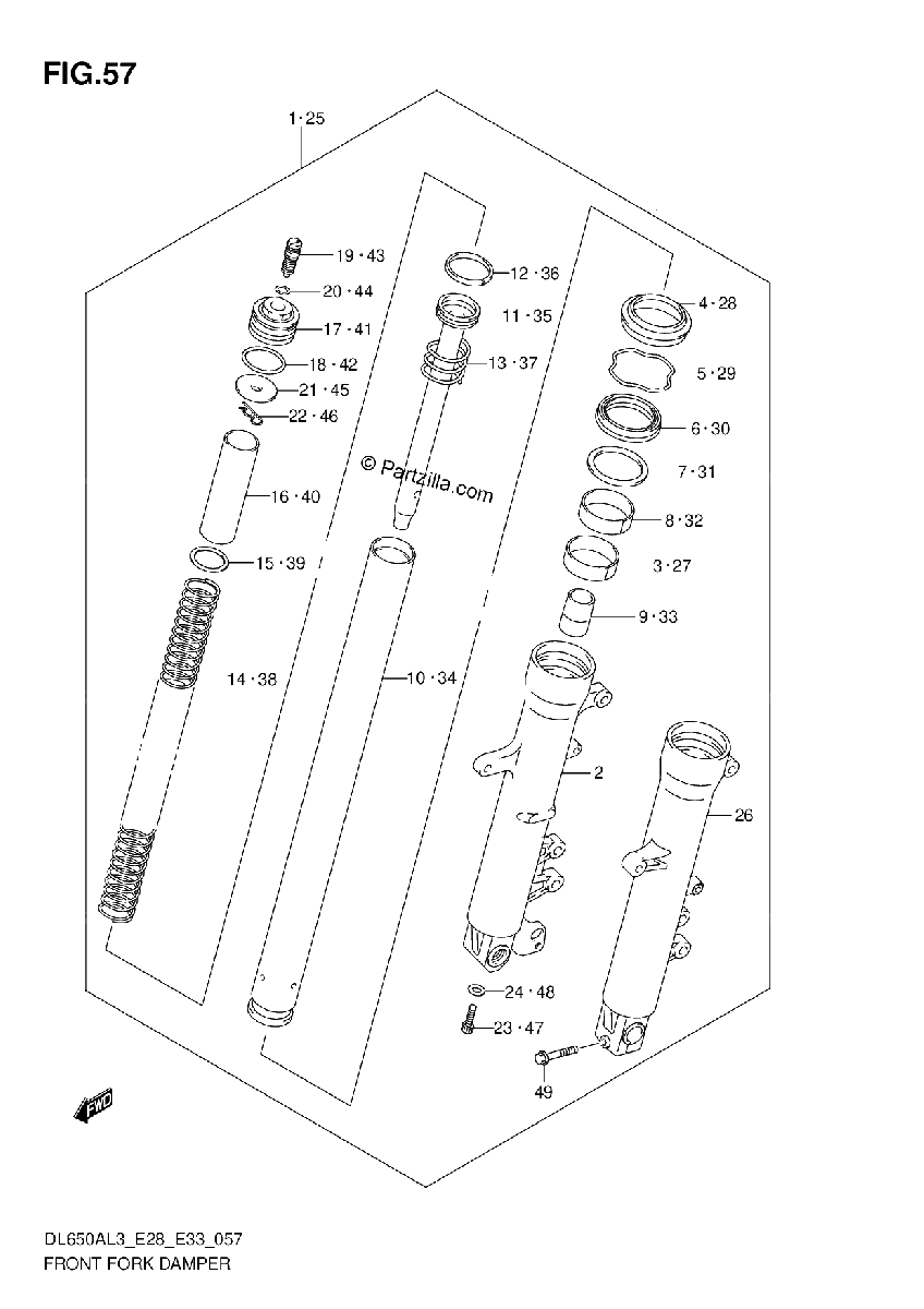 Diagrama de FRONT FORK DAMPER
