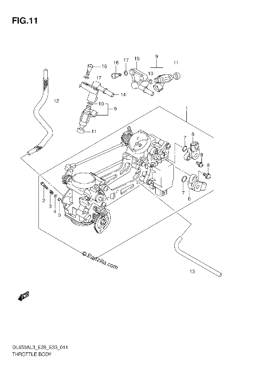 Diagrama de THROTTLE BODY DL650AL3 E28