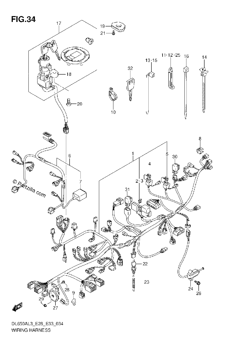 Diagrama de WIRING HARNESS DL650AL3 E28