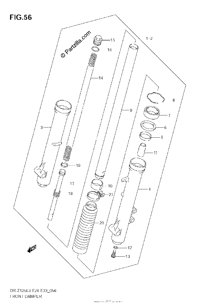 Diagrama de FRONT DAMPER DR Z125LL3 E28