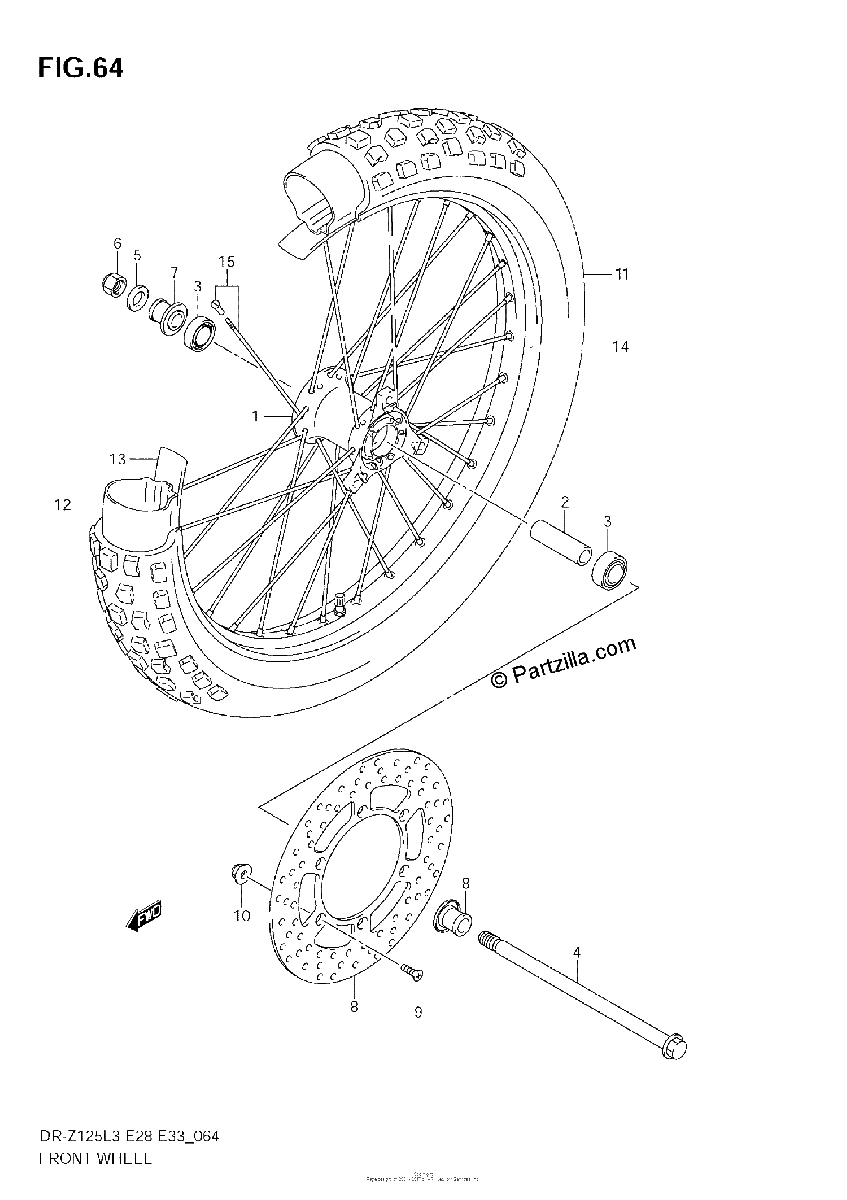 Diagrama de FRONT WHEEL DR Z125LL3 E28