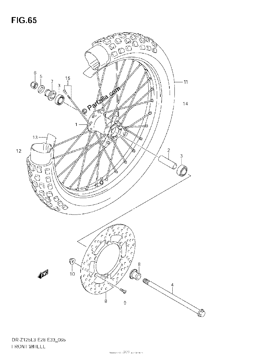 Diagrama de FRONT WHEEL DR Z125LL3 E33