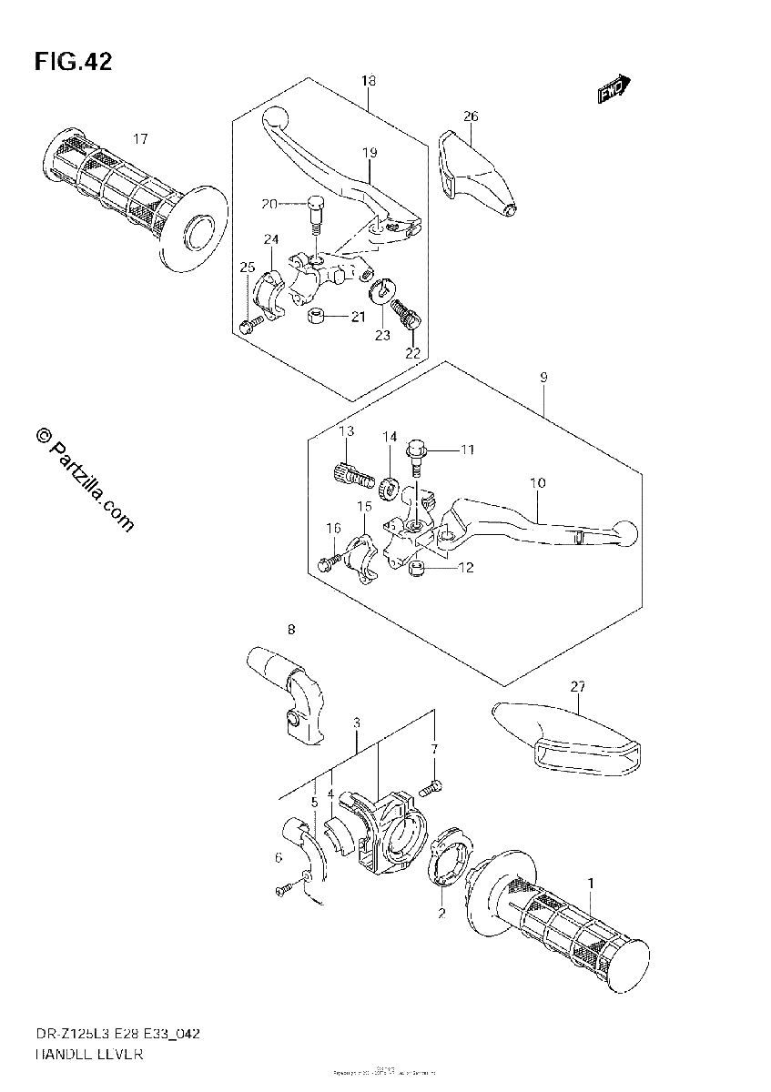 Diagrama de HANDLE LEVER DR Z125L3 E33