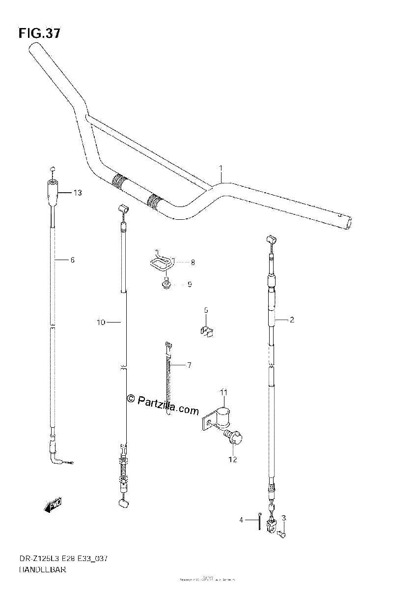 Diagrama de HANDLEBAR DR Z125L3 E28