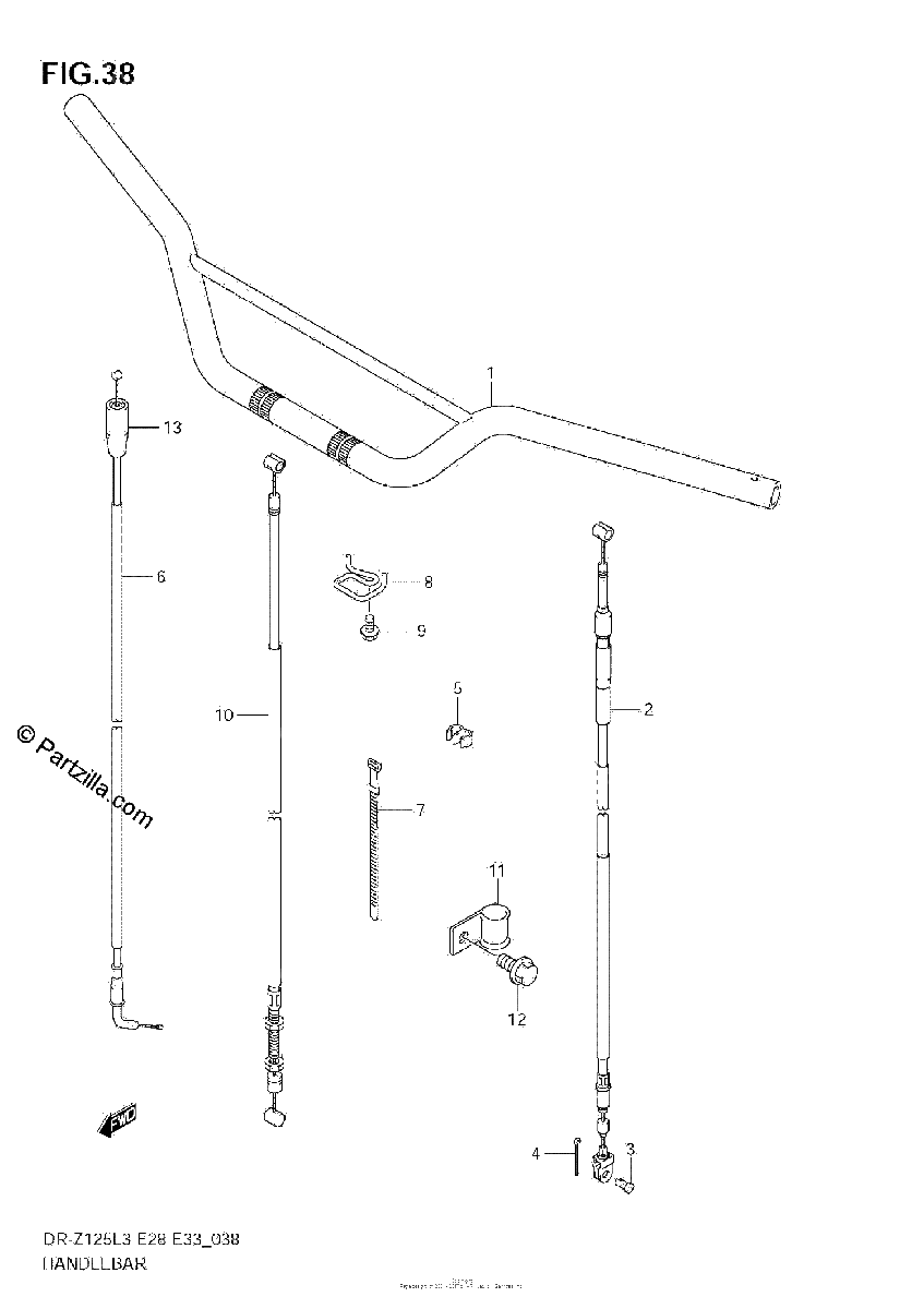 Diagrama de HANDLEBAR DR Z125L3 E33