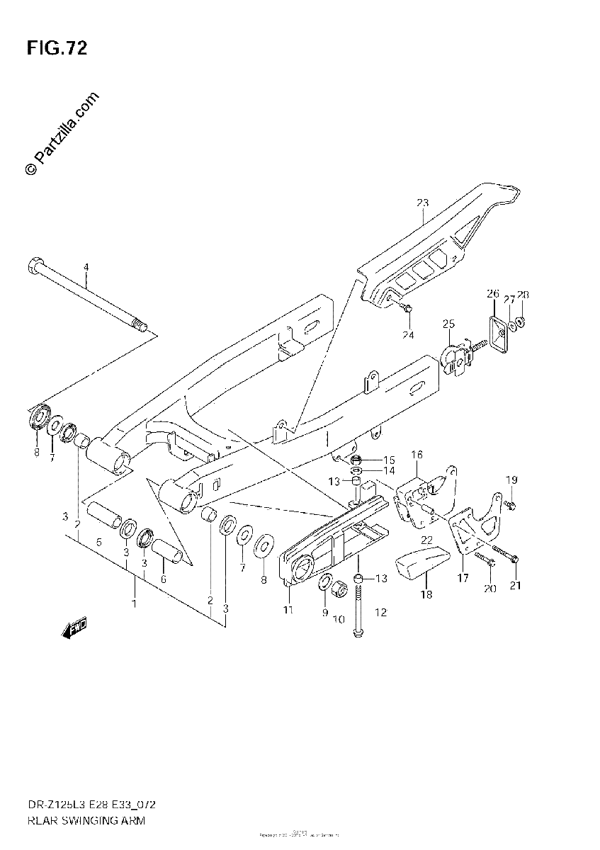 Diagrama de REAR SWINGING ARM DR Z125LL3 E28