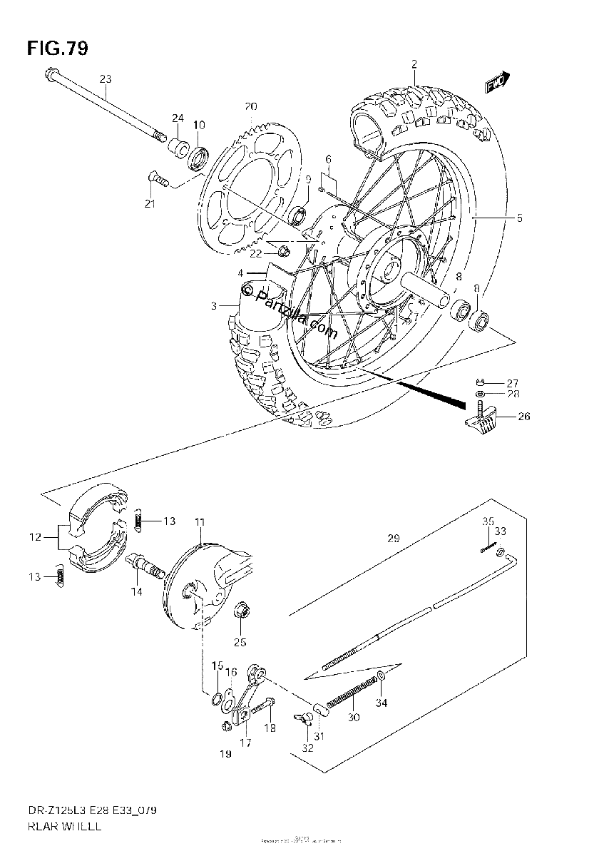 Diagrama de REAR WHEEL DR Z125L3 E28