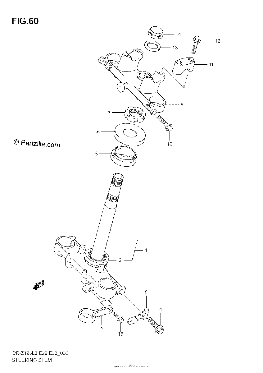 Diagrama de STEERING STEM DR Z125LL3 E28