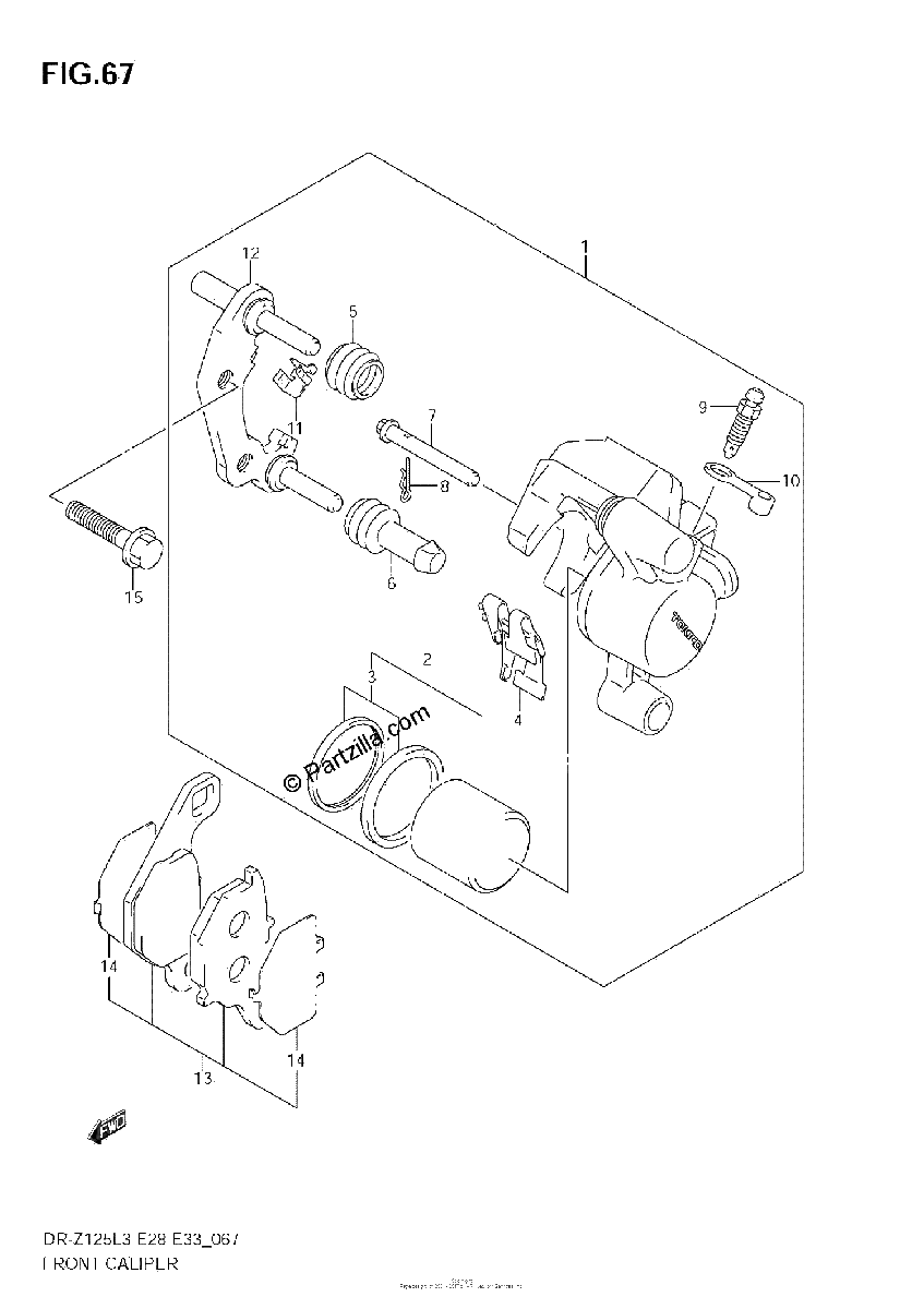Diagrama de FRONT CALIPER DR Z125LL3 E33