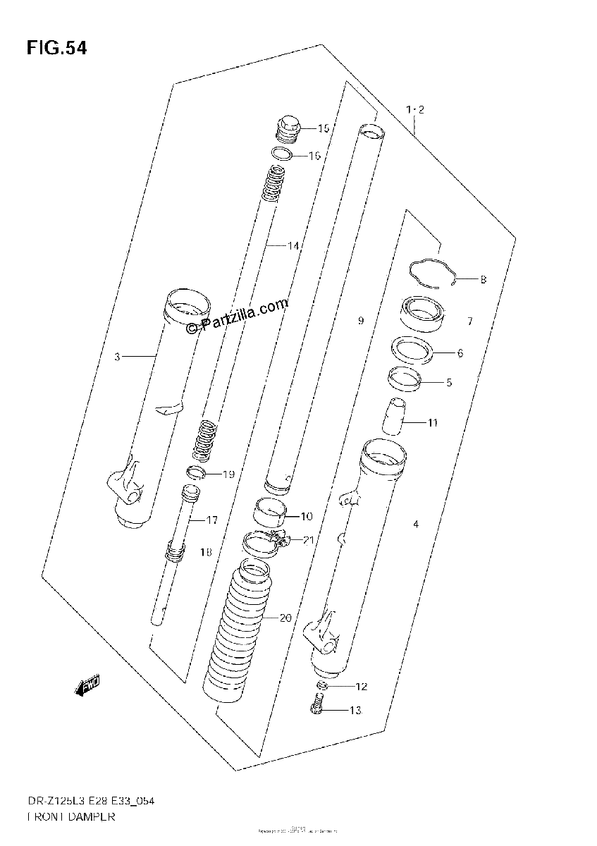 Diagrama de FRONT DAMPER DR Z125L3 E28
