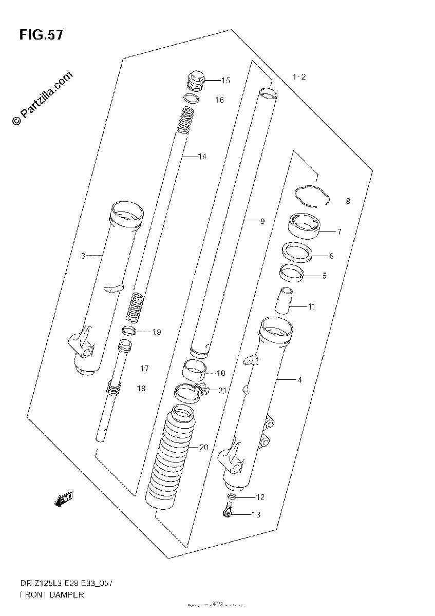 Diagrama de FRONT DAMPER DR Z125LL3 E33