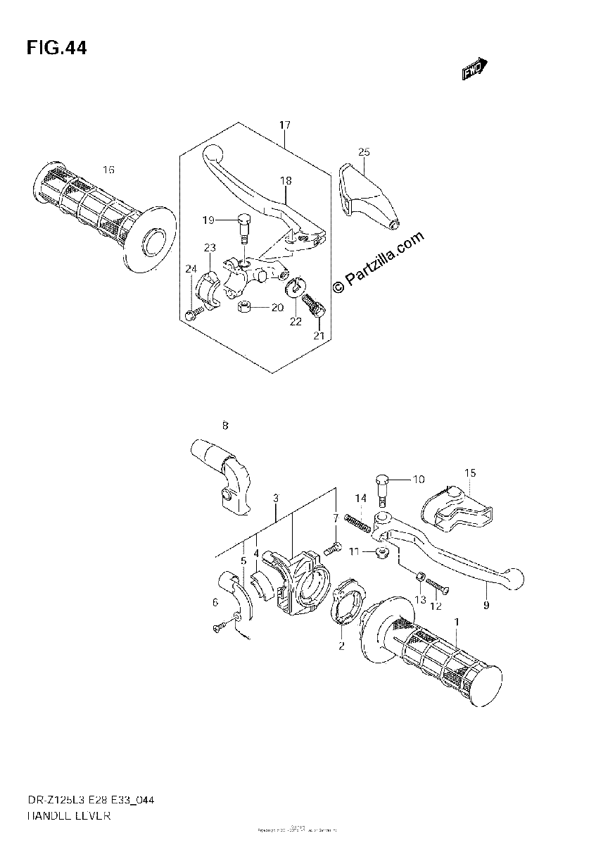 Diagrama de HANDLE LEVER DR Z125LL3 E33