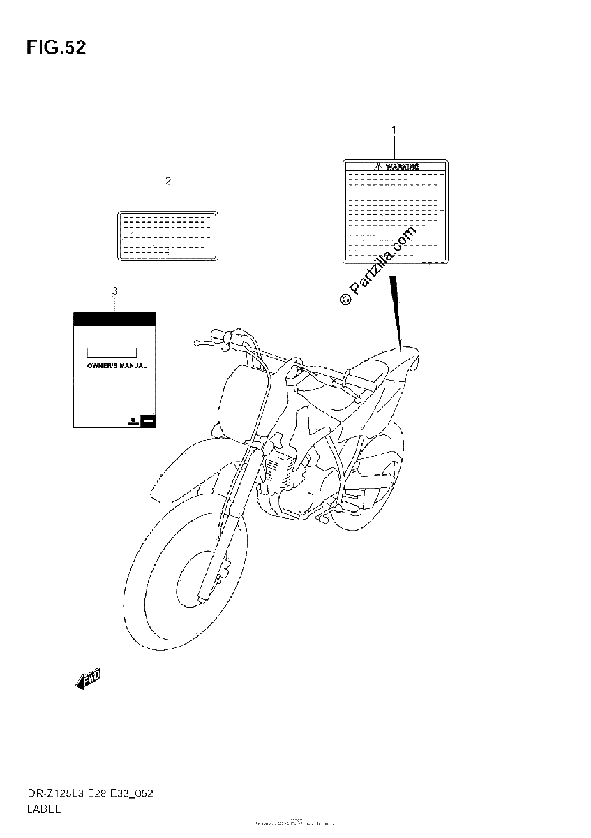 Diagrama de LABEL DR Z125LL3 E33