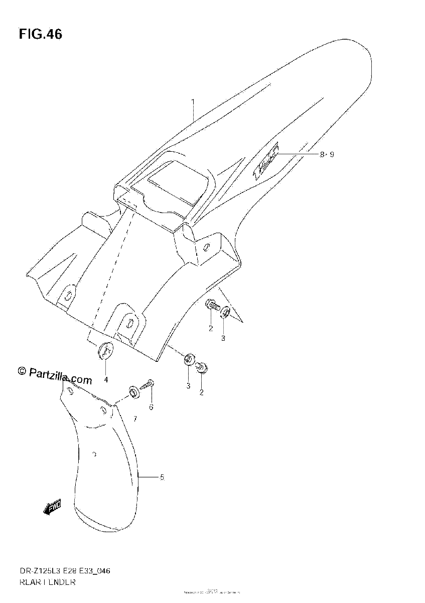 Diagrama de REAR FENDER DR Z125L3 E33