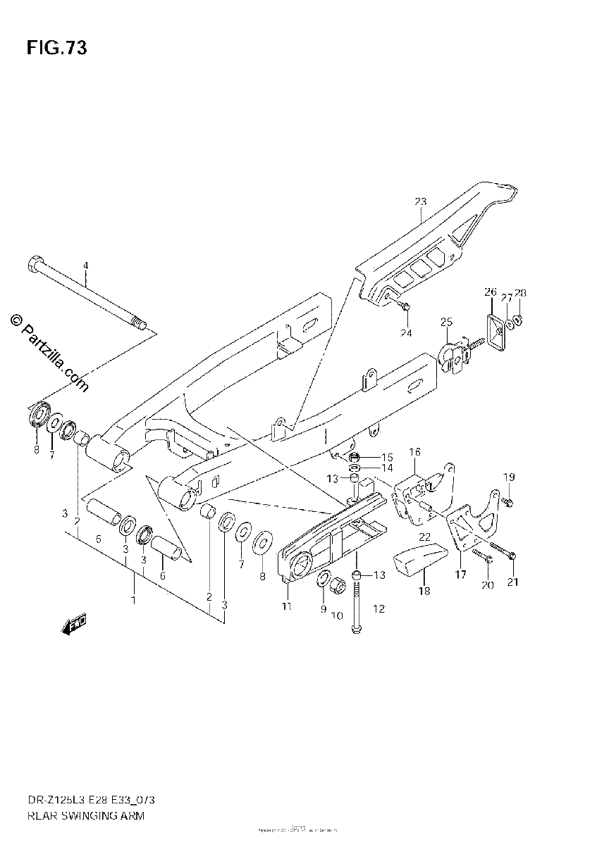 Diagrama de REAR SWINGING ARM DR Z125LL3 E33