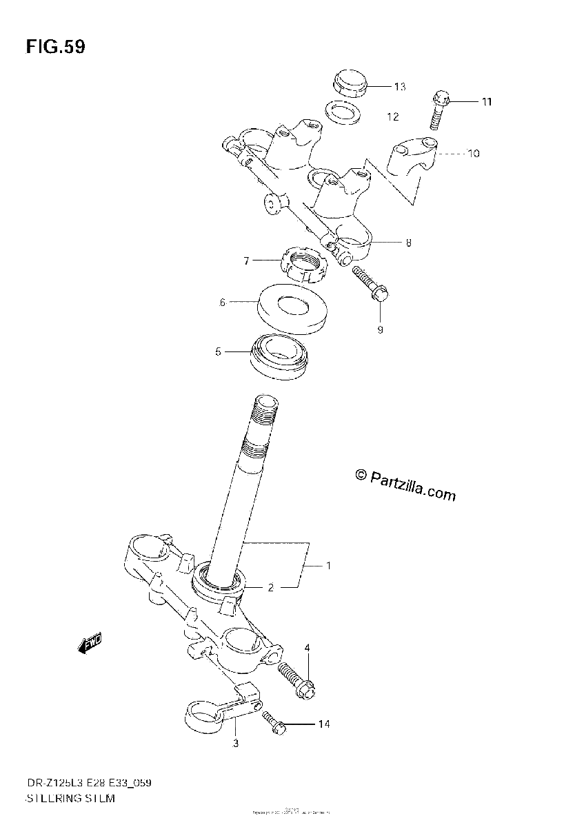 Diagrama de STEERING STEM DR Z125L3 E33