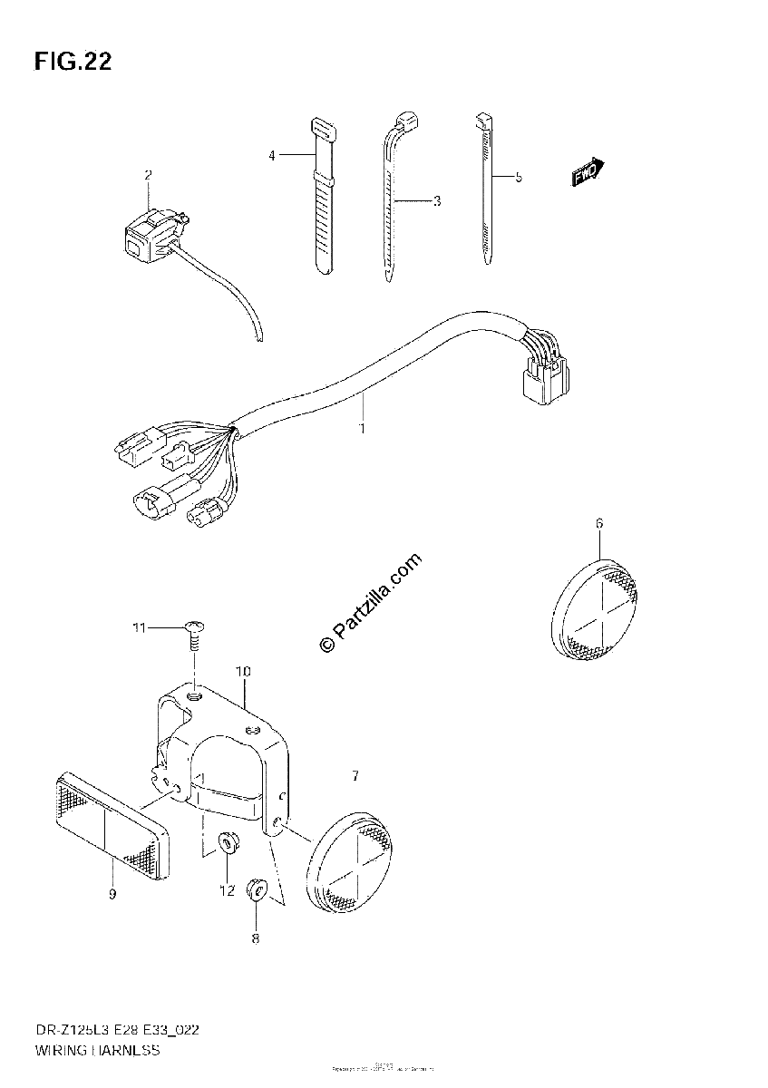 Diagrama de WIRING HARNESS DR Z125L3 E28