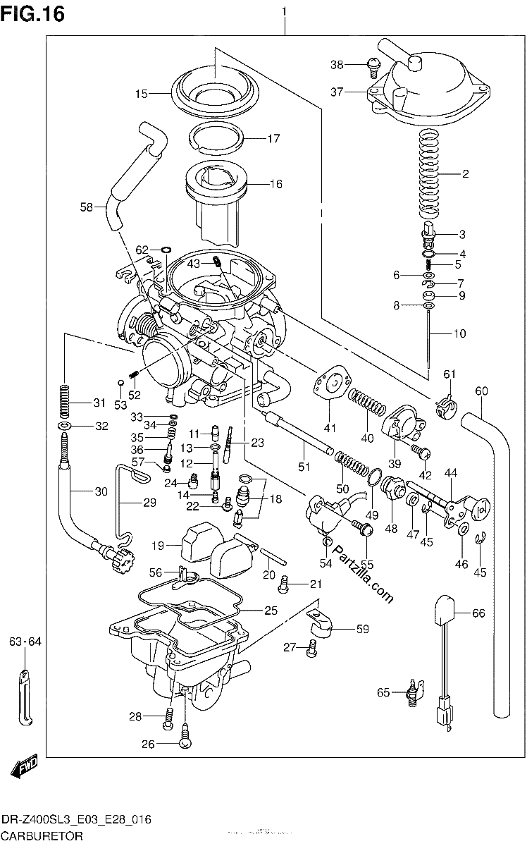 Diagrama de CARBURETOR DR Z400SL3 E03