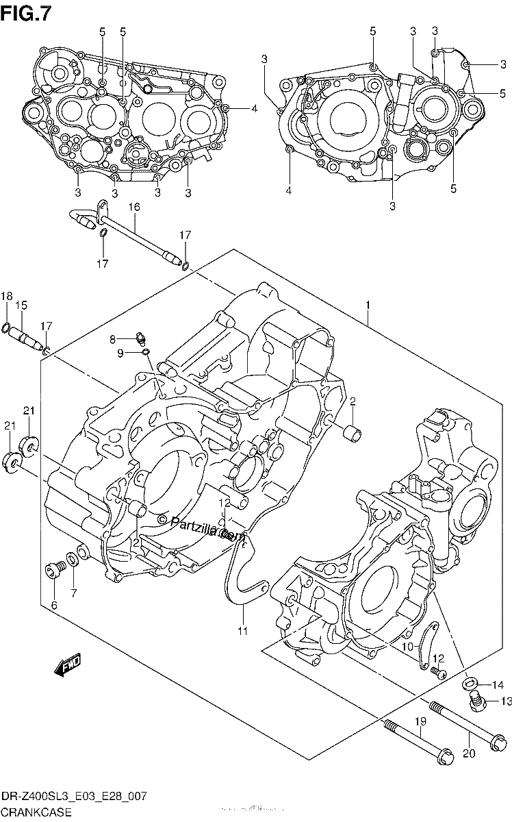 Diagrama de CRANKCASE DR Z400SL3 E03