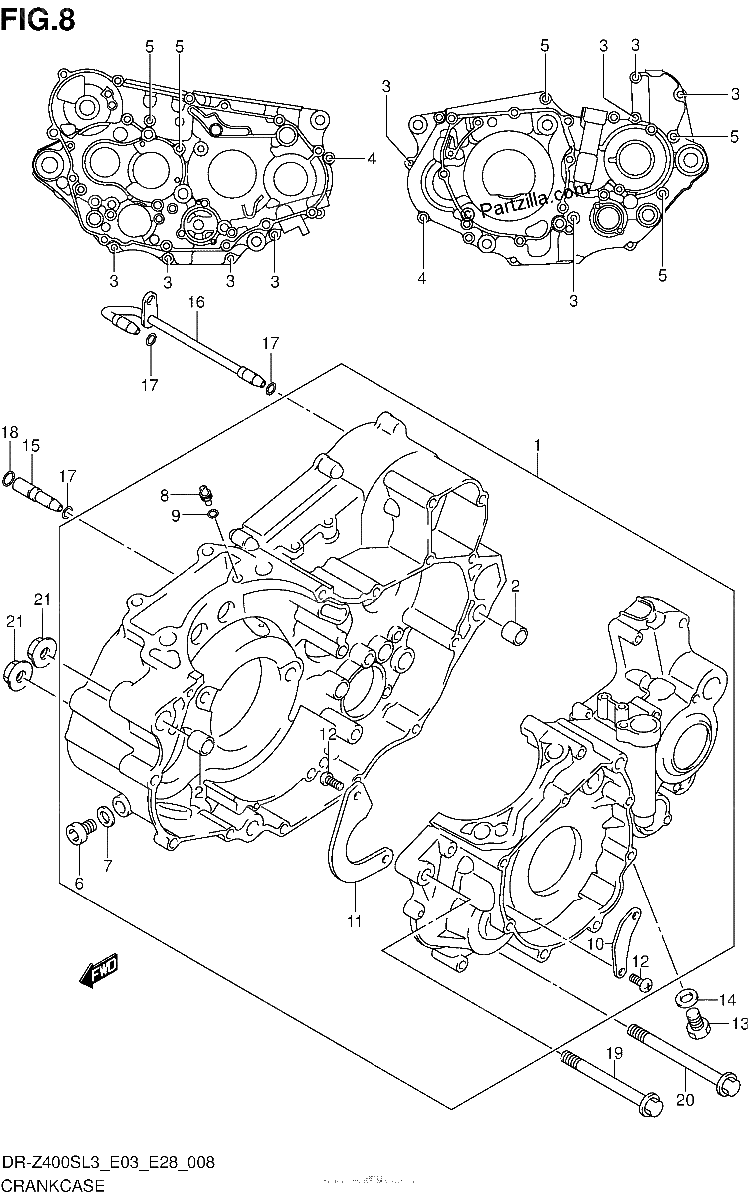 Diagrama de CRANKCASE DR Z400SL3 E28