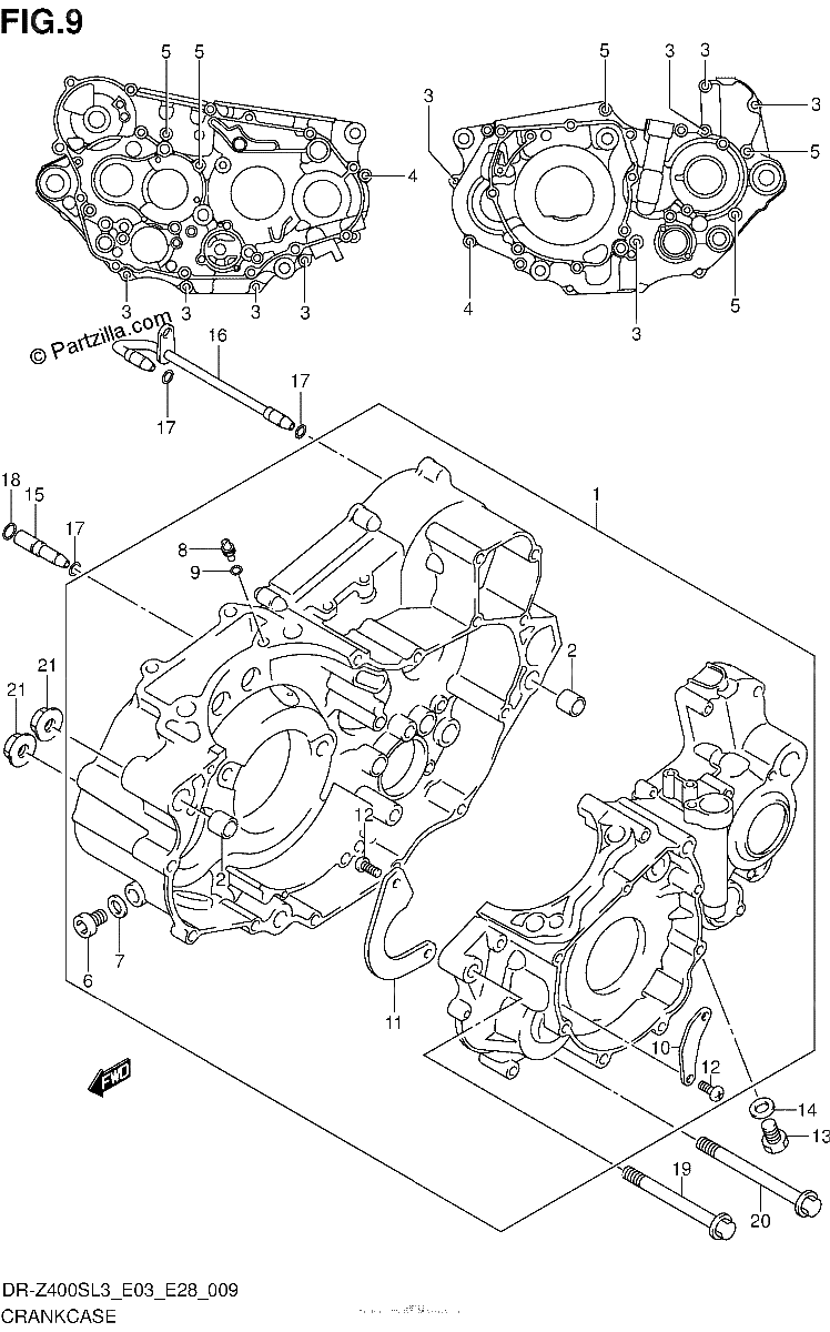 Diagrama de CRANKCASE DR Z400SL3 E33
