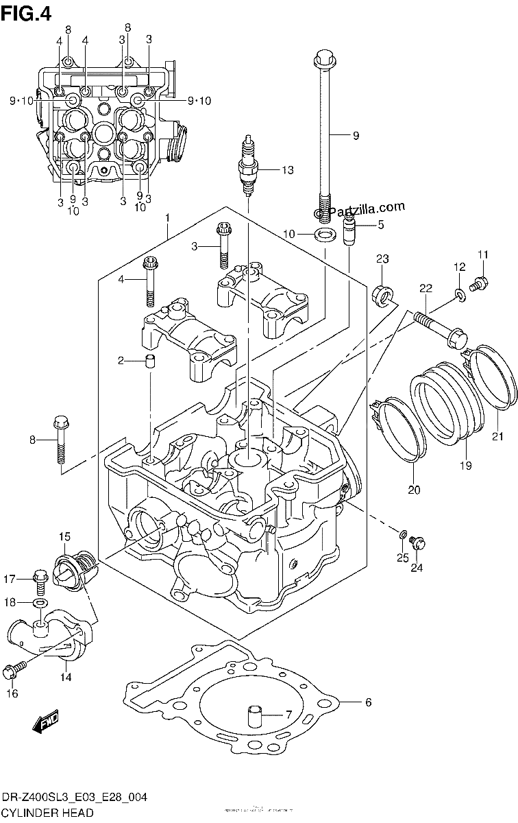 Diagrama de CYLINDER HEAD DR Z400SL3 E28