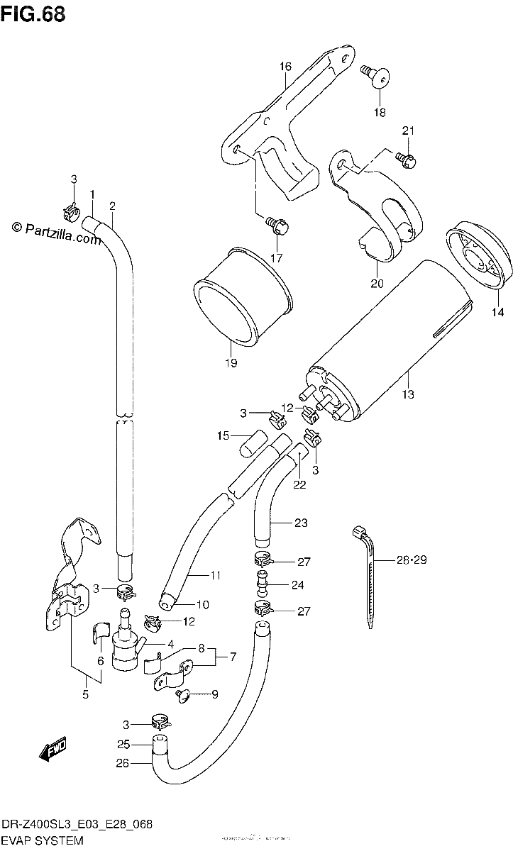 Diagrama de EVAP SYSTEM DR Z400SL3 E33