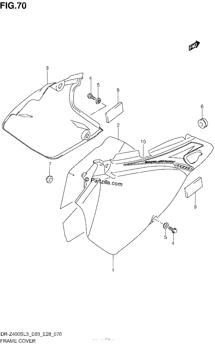 Diagrama de FRAME COVER DR Z400SL3 E28