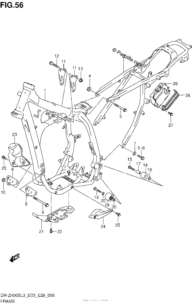 Diagrama de FRAME DR Z400SL3 E28