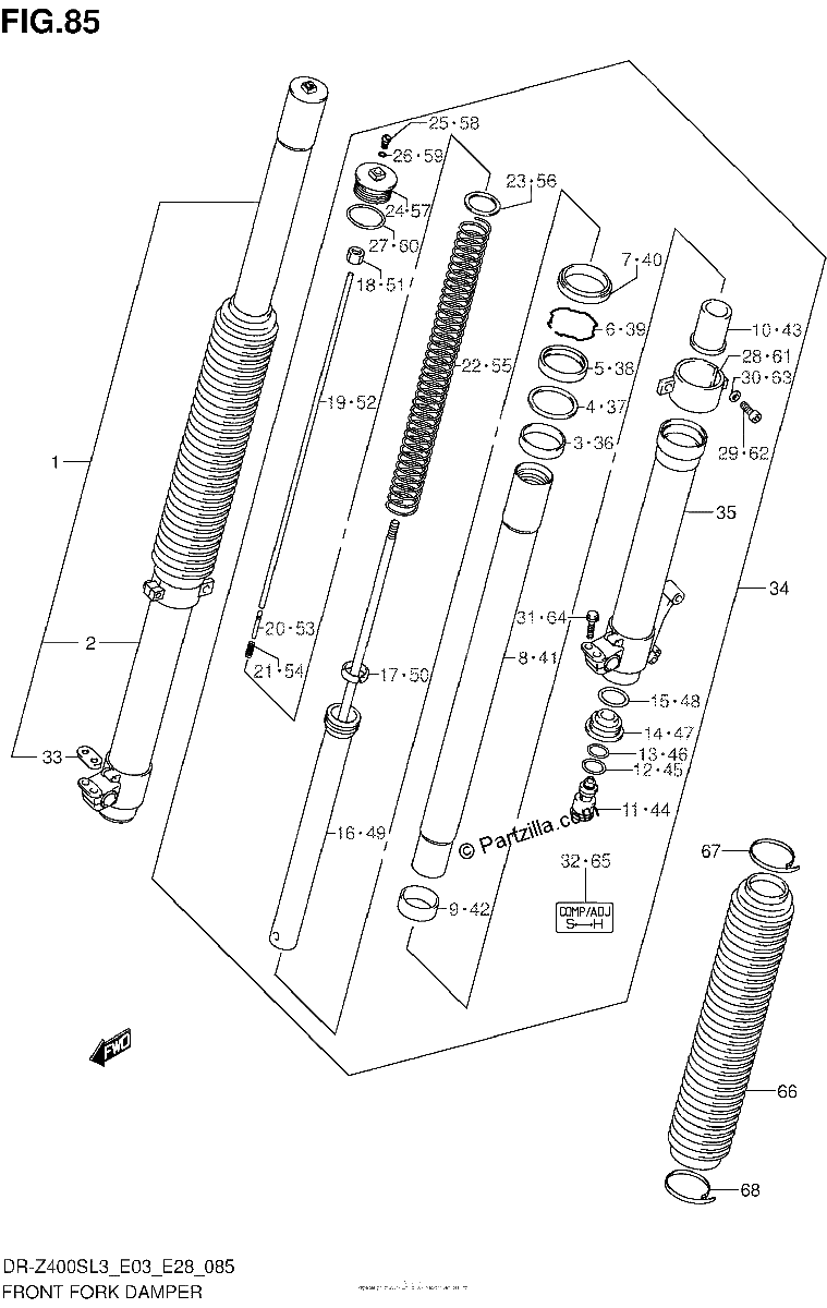 Diagrama de FRONT FORK DAMPER