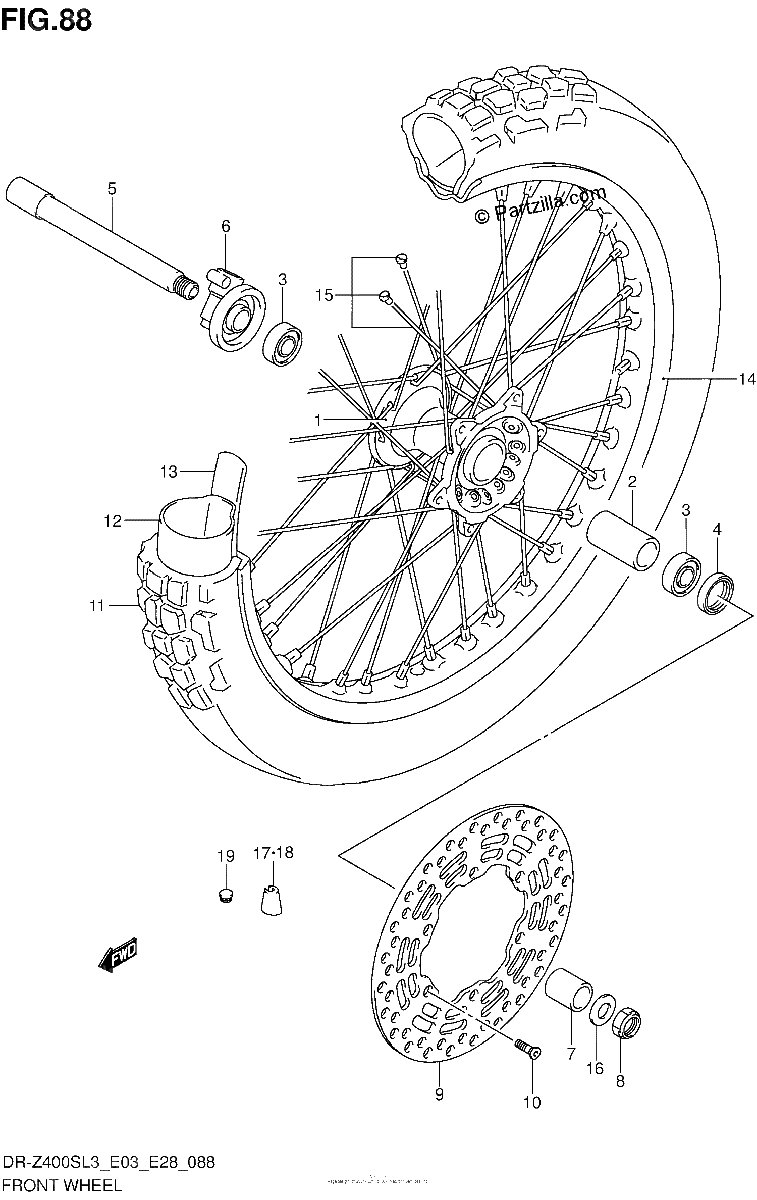 Diagrama de FRONT WHEEL DR Z400SL3 E28