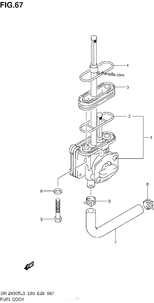 Diagrama de FUEL COCK DR Z400SL3 E33