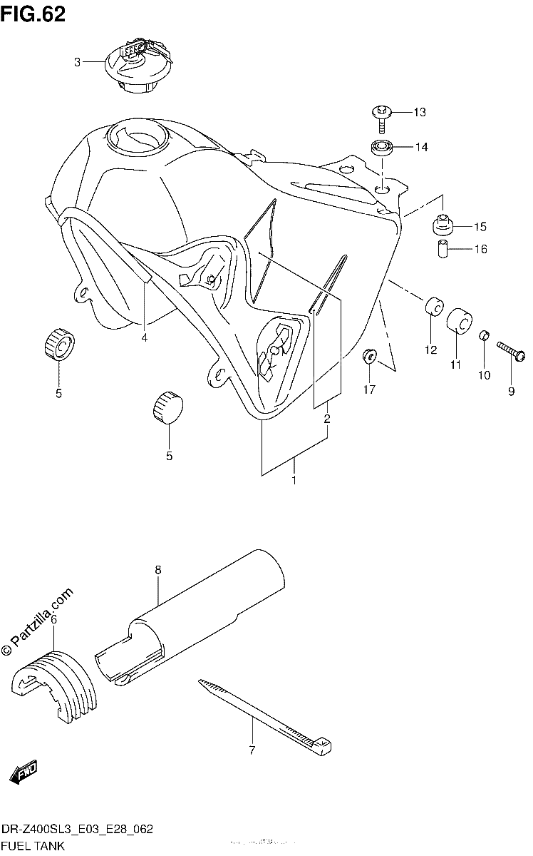 Diagrama de FUEL TANK DR Z400SL3 E03