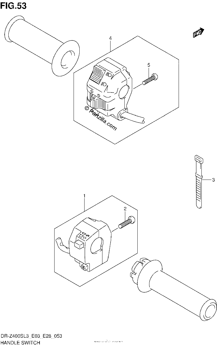 Diagrama de HANDLE SWITCH DR Z400SL3 E28