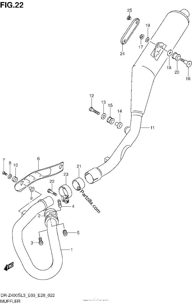 Diagrama de MUFFLER DR Z400SL3 E03