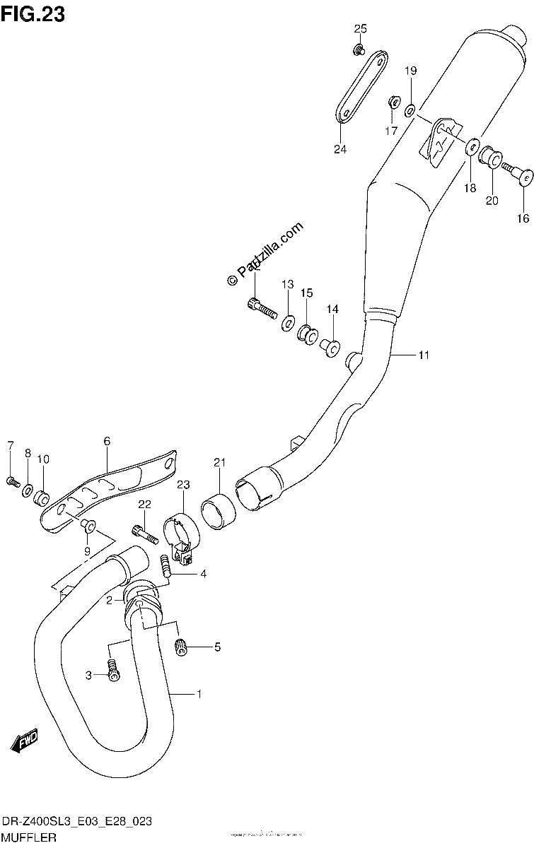 Diagrama de MUFFLER DR Z400SL3 E28