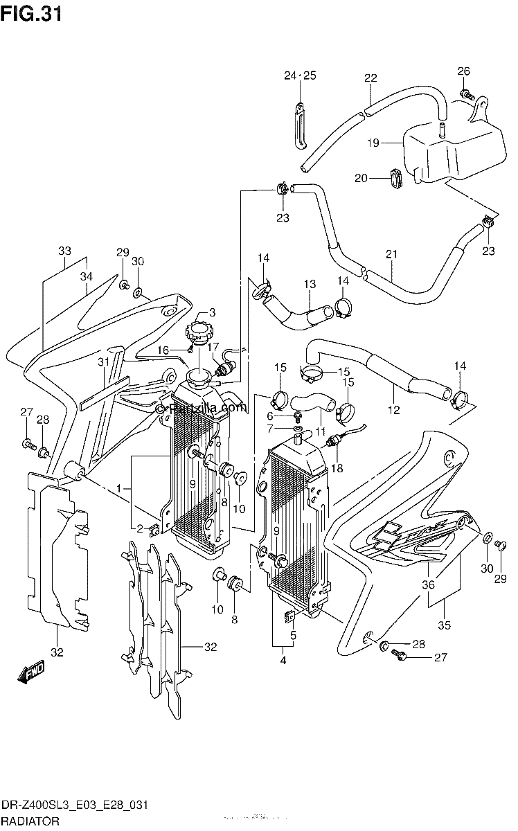 Diagrama de RADIATOR DR Z400SL3 E33