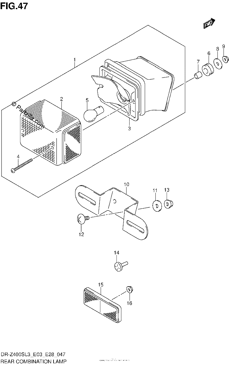 Diagrama de REAR COMBINATION LAMP DR Z400SL3 E28