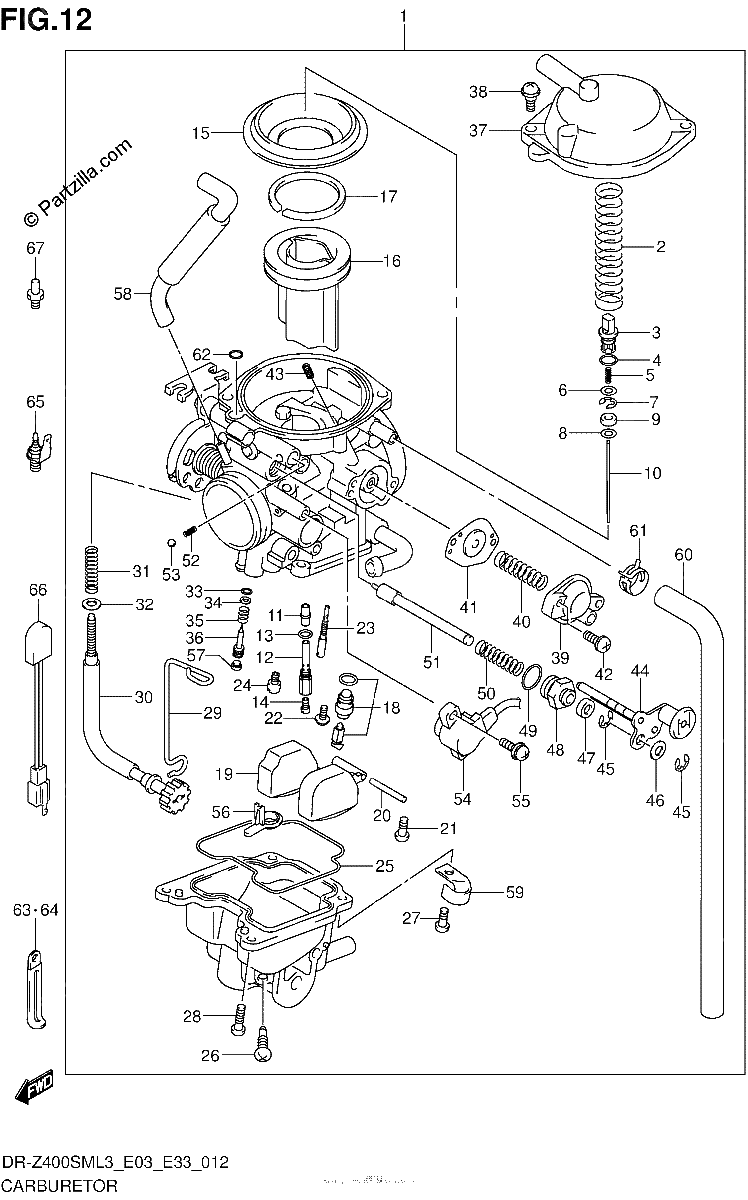 Diagrama de CARBURETOR DR Z400SML3 E03