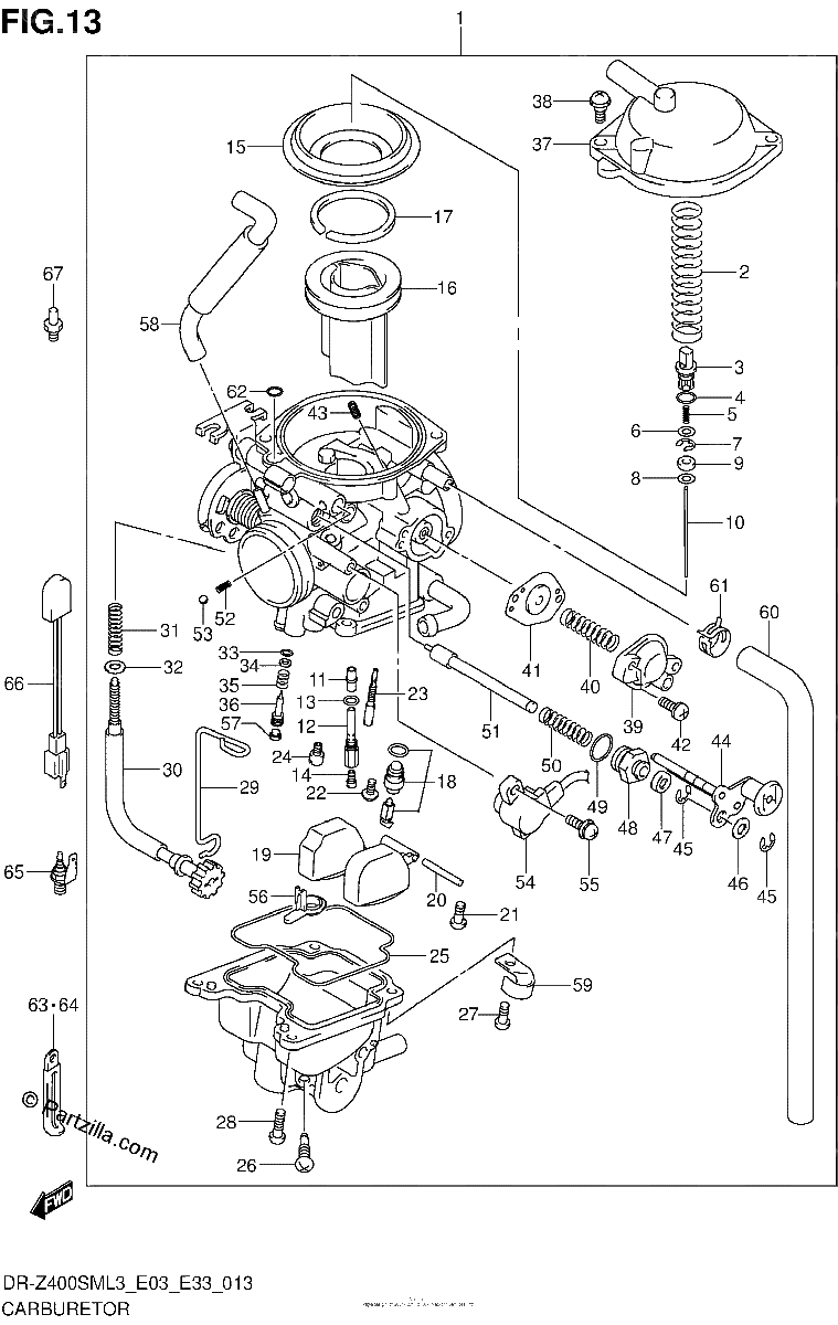 Diagrama de CARBURETOR DR Z400SML3 E33