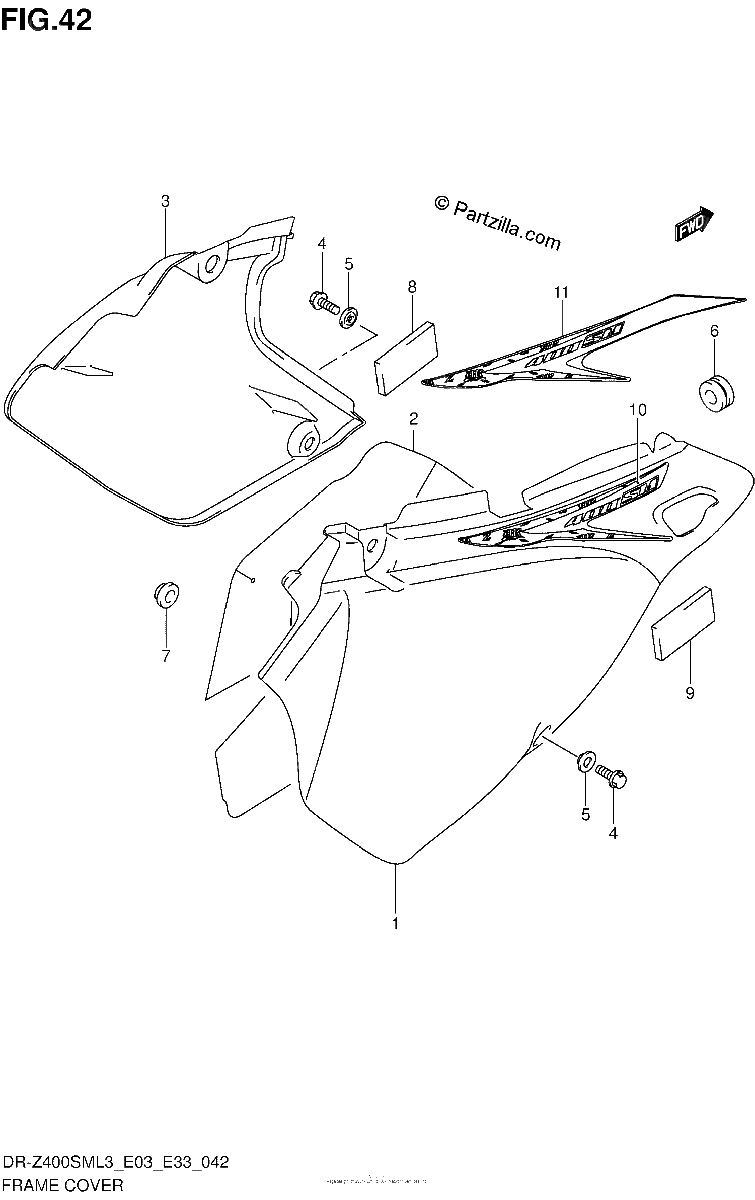 Diagrama de FRAME COVER DR Z400SML3 E03