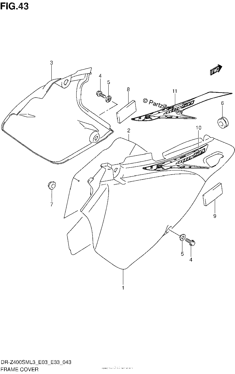 Diagrama de FRAME COVER DR Z400SML3 E33