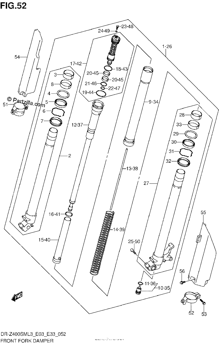 Diagrama de FRONT FORK DAMPER