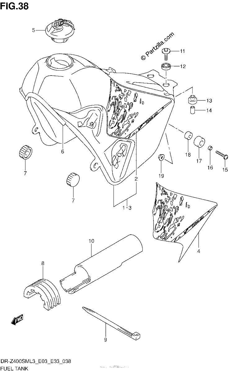 Diagrama de FUEL TANK DR Z400SML3 E03