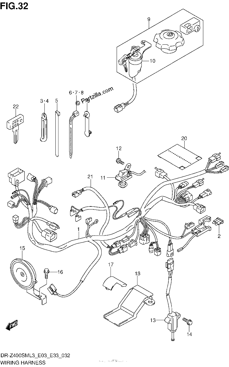 Diagrama de WIRING HARNESS DR D400SML3 E03