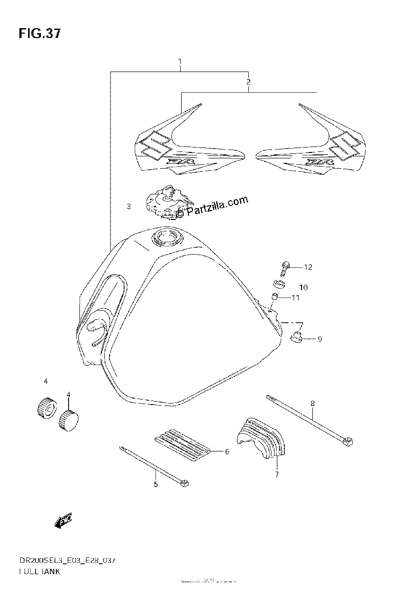 Diagrama de FUEL TANK DR200SEL3 E28