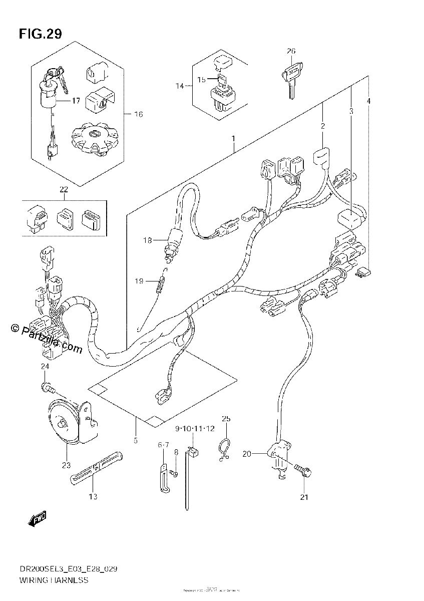 Diagrama de WIRING HARNESS DR200SEL3 E03